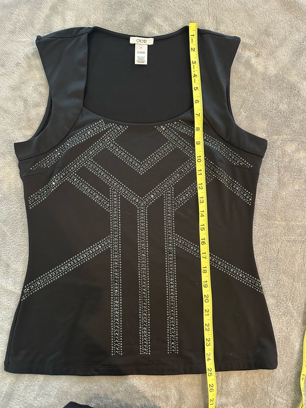 Cache Black Rhinestone Chevron Top Size M - Picture 4 of 5
